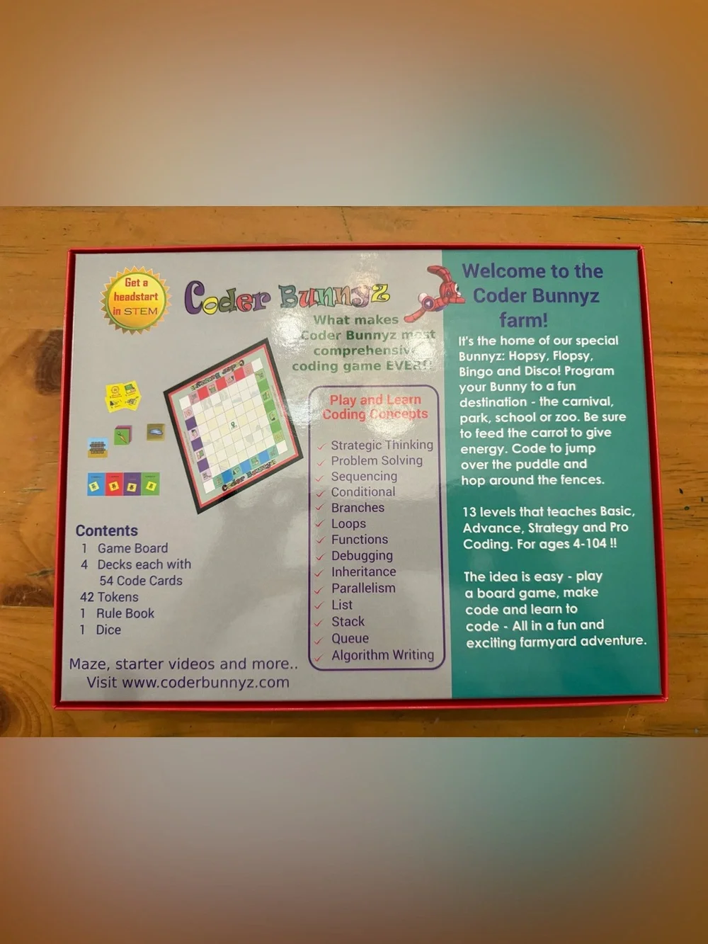 Coder Bunnyz STEM Coding Board Game Complete Open Box All Pieces Included Ages 4